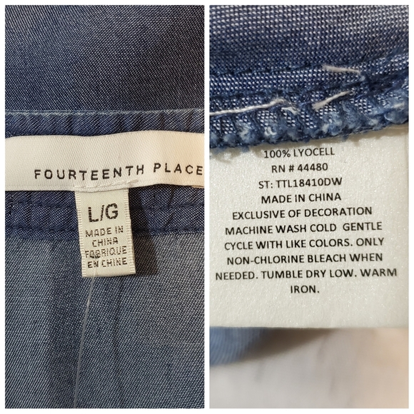 Fourteenth Place Chambray Cutout High Low Boho Too - Picture 8 of 8